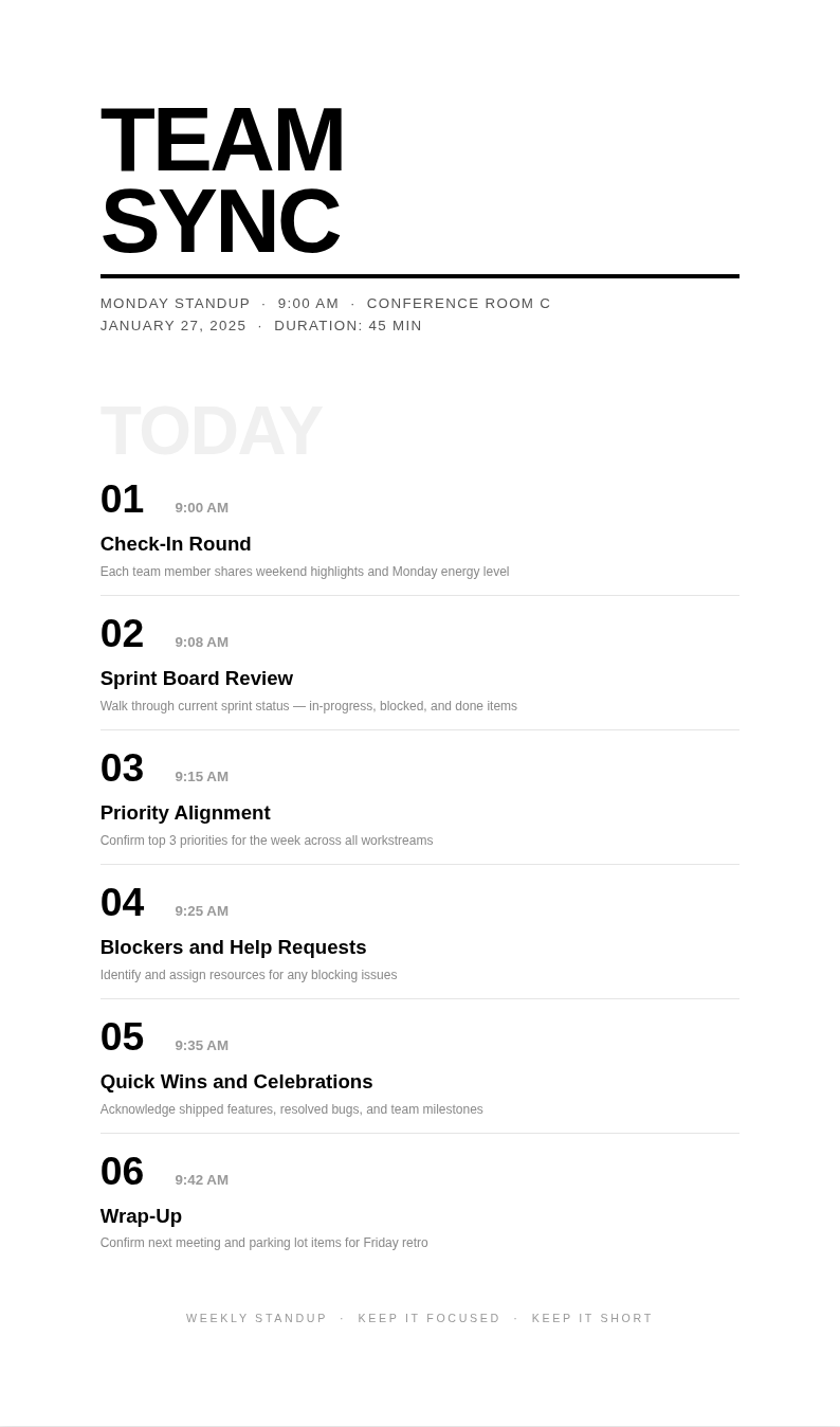Typographic agenda